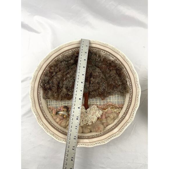 VTG Set of 2 Round Wall Hanging Ceramic Pottery Framed Tree Weaving Loom Decor - Picture 4 of 16